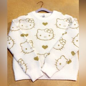 Hello Kitty White and Gold Patterned Sweater